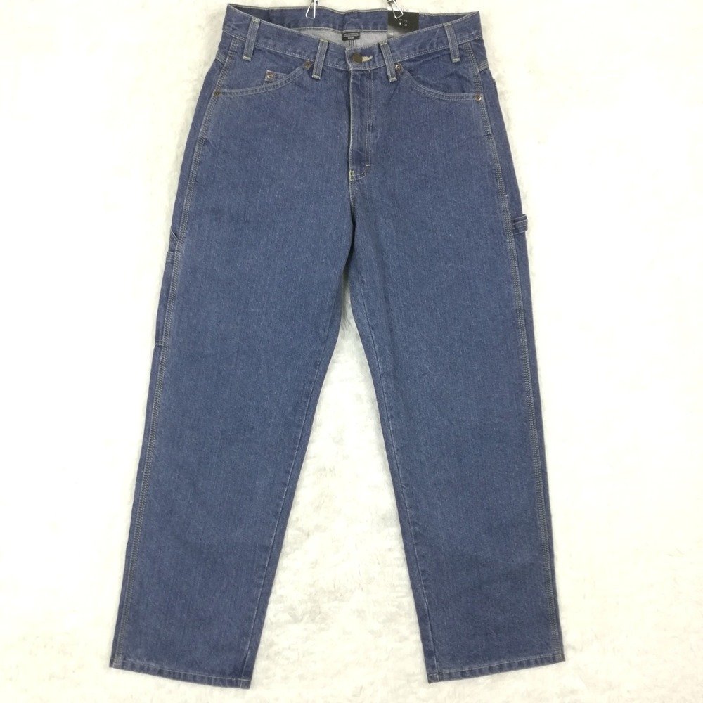 Dickies Mens Jeans Carpenter Straight Leg Blue Denim Relaxed Medium 33x30 New